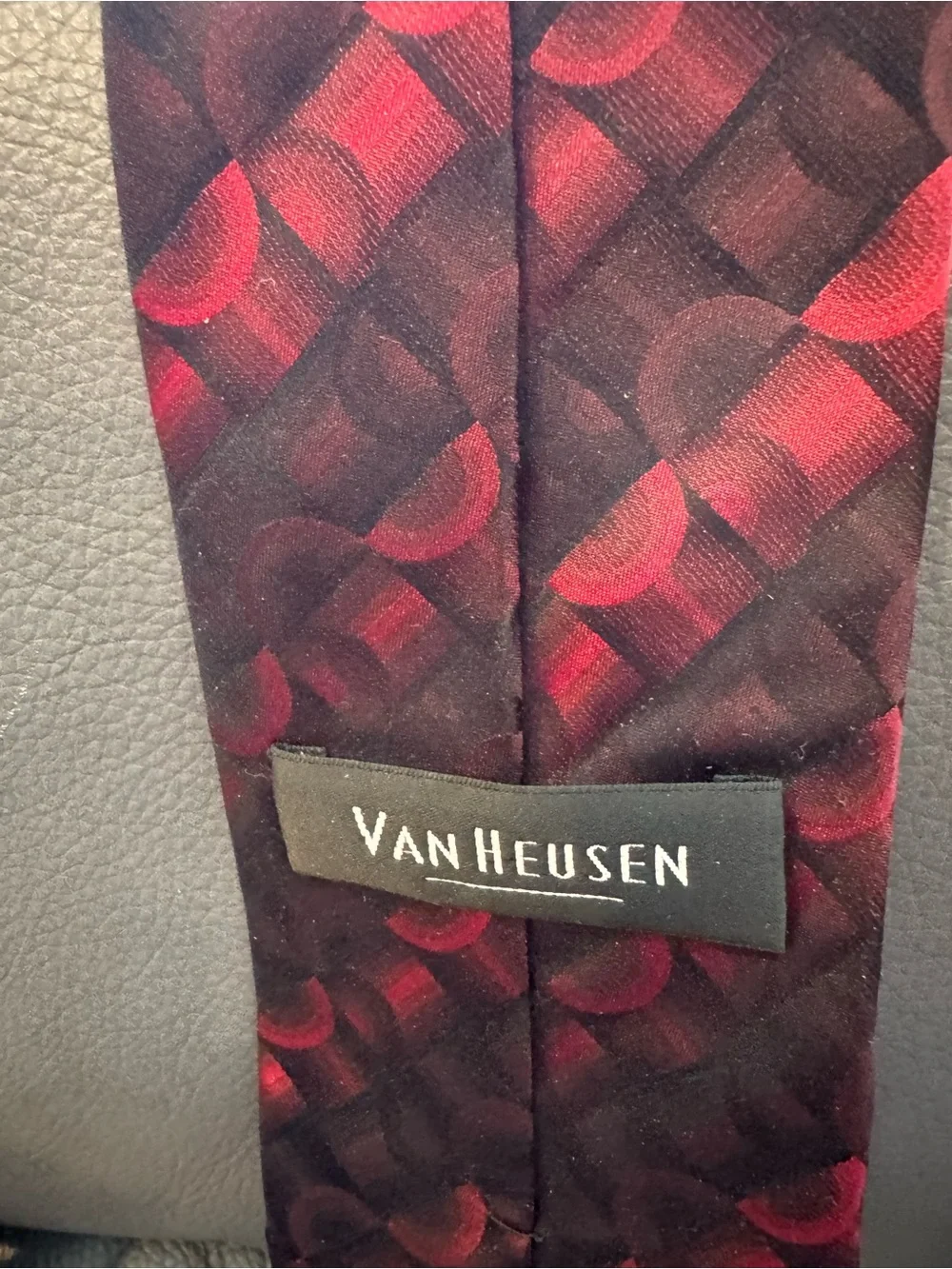 Izod Red and Black Woven Pattern Men's Tie, Van Heusen Tie, and 1 other tie